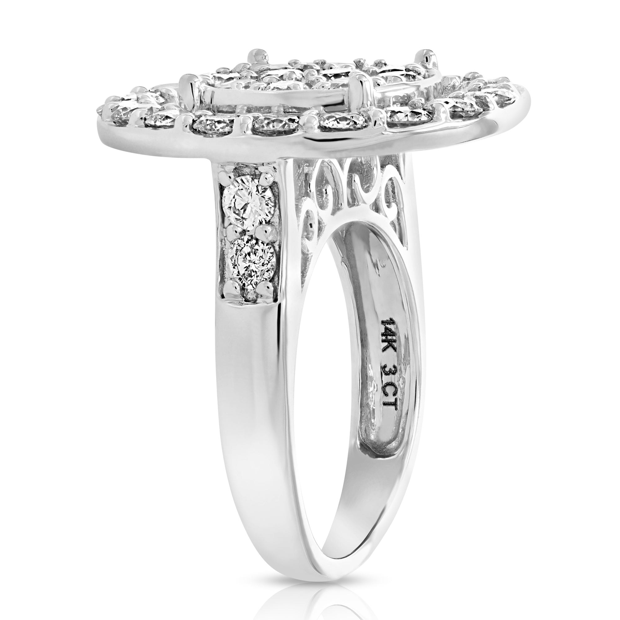 3 cttw Diamond Engagement Ring Oval Composite 14K White Gold Bridal Wedding