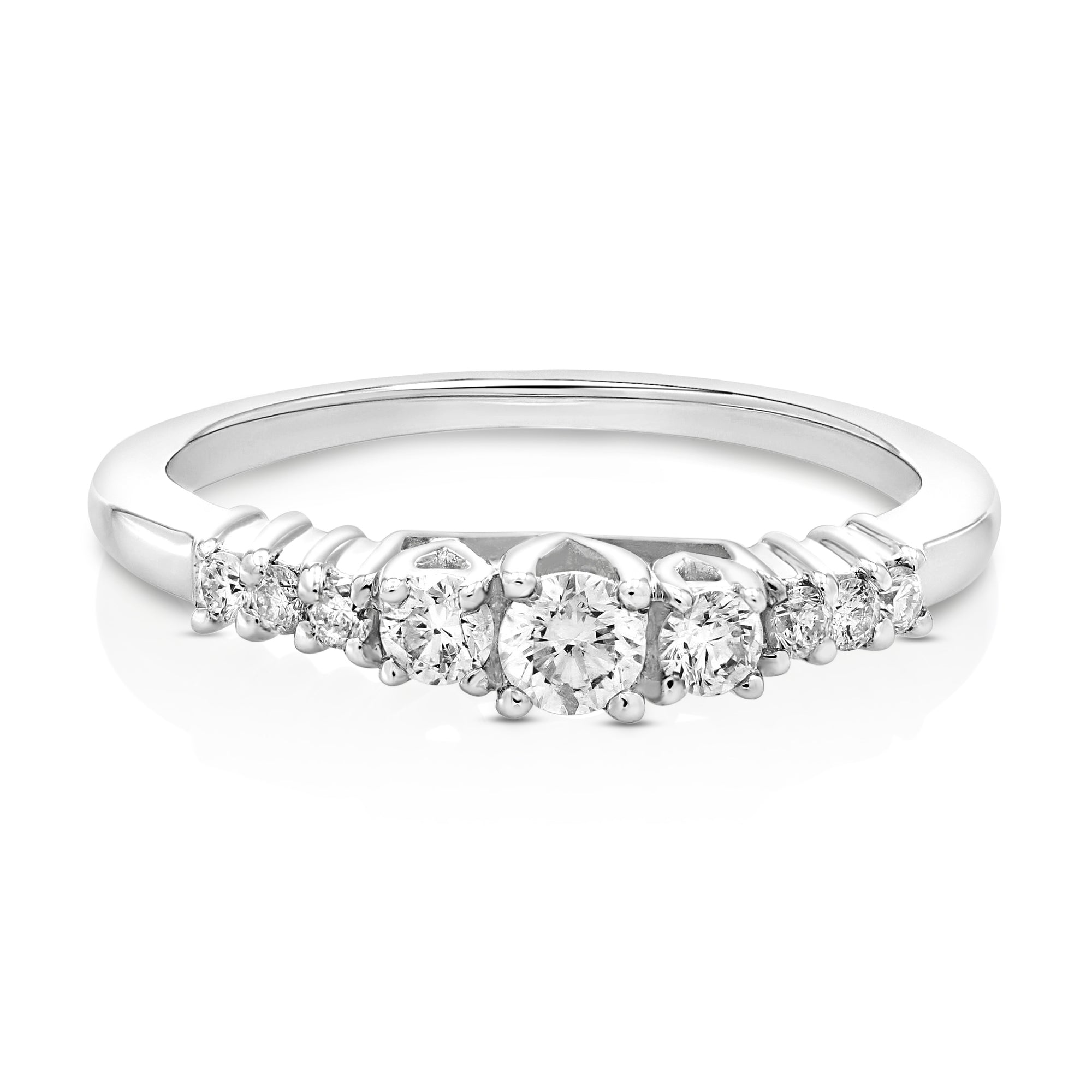 2/5 cttw Diamond 3 Stone Ring 14K White Gold Size 7