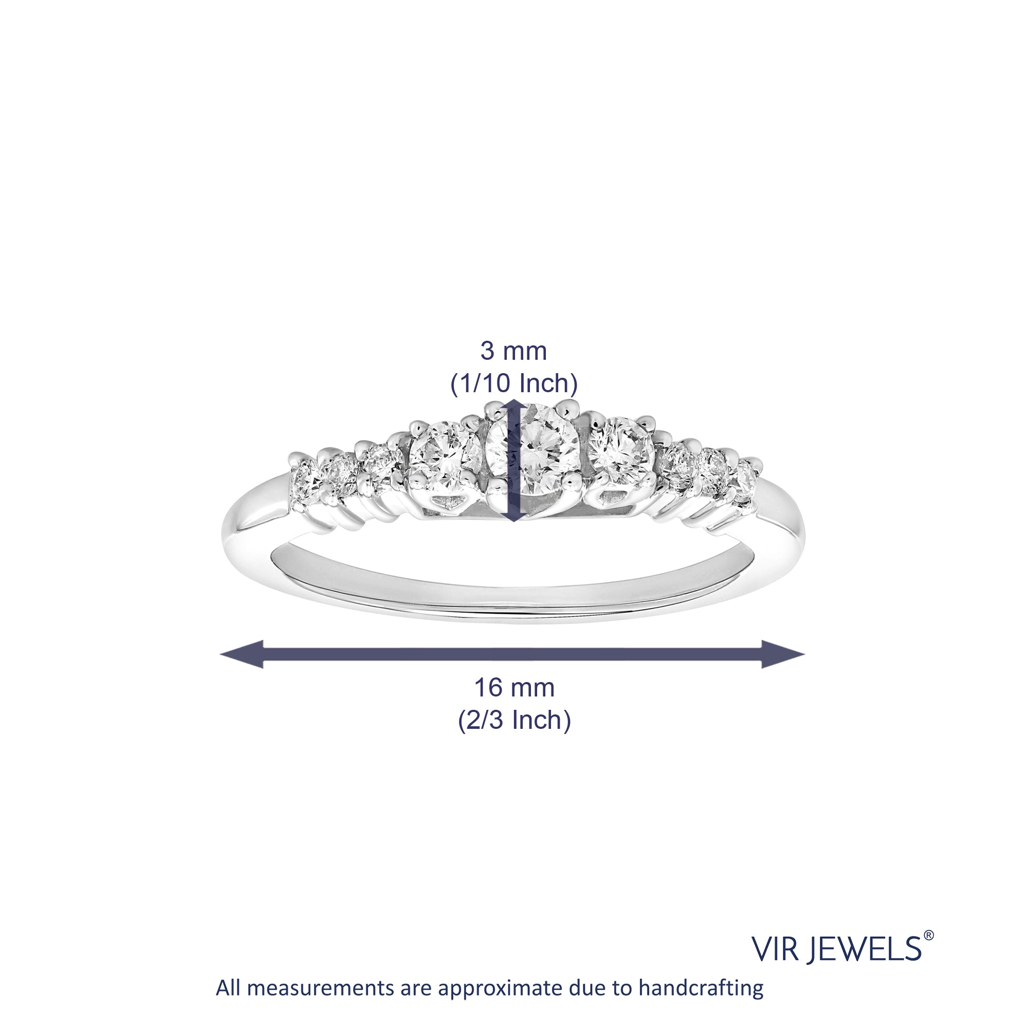 2/5 cttw Diamond 3 Stone Ring 14K White Gold Size 7