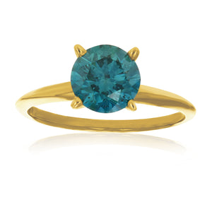 1.50 cttw Blue Diamond Solitaire Ring 14K Gold Size 7