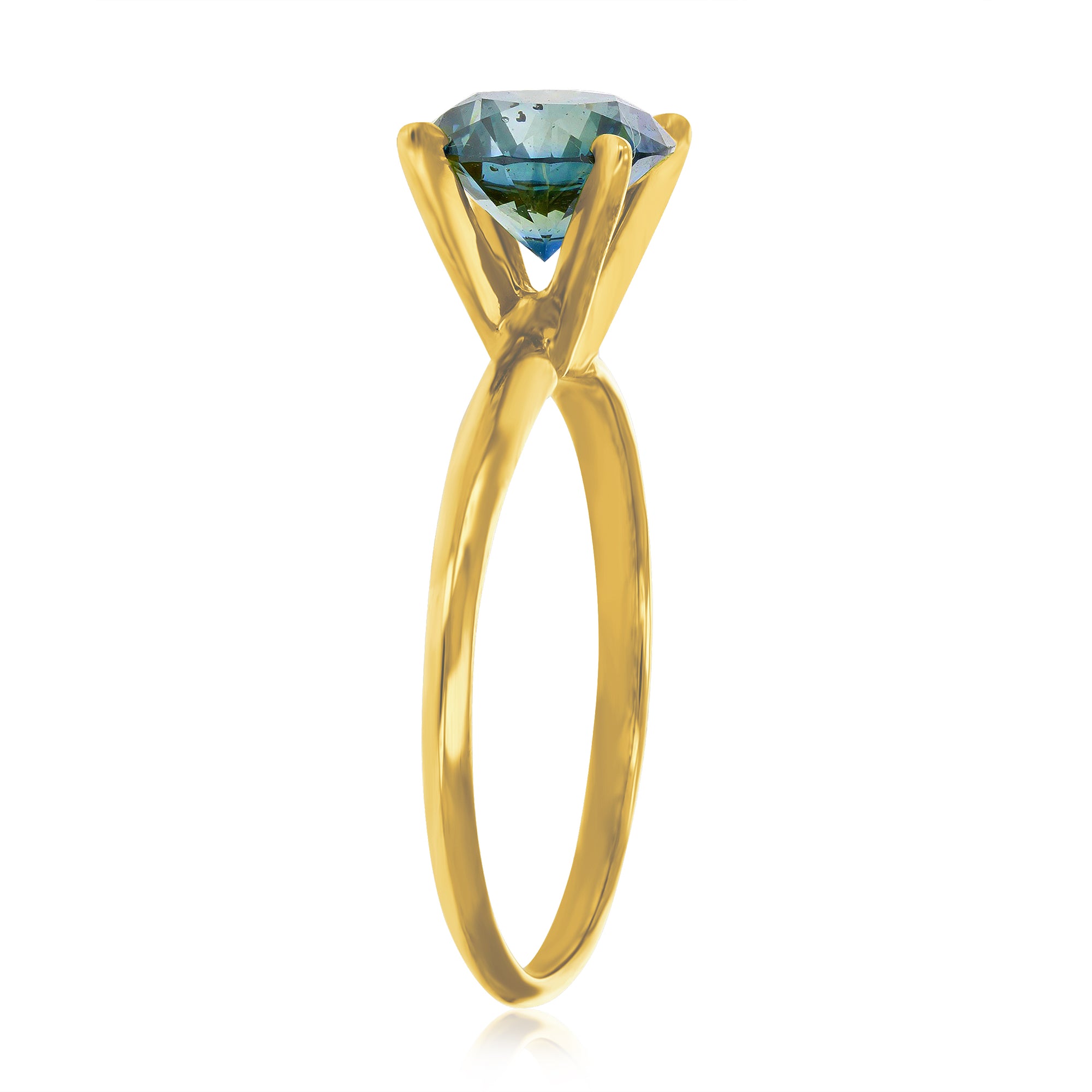 1.50 cttw Blue Diamond Solitaire Ring 14K Gold Size 7