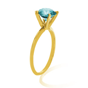 1.50 cttw Blue Diamond Solitaire Ring 14K Gold Size 7