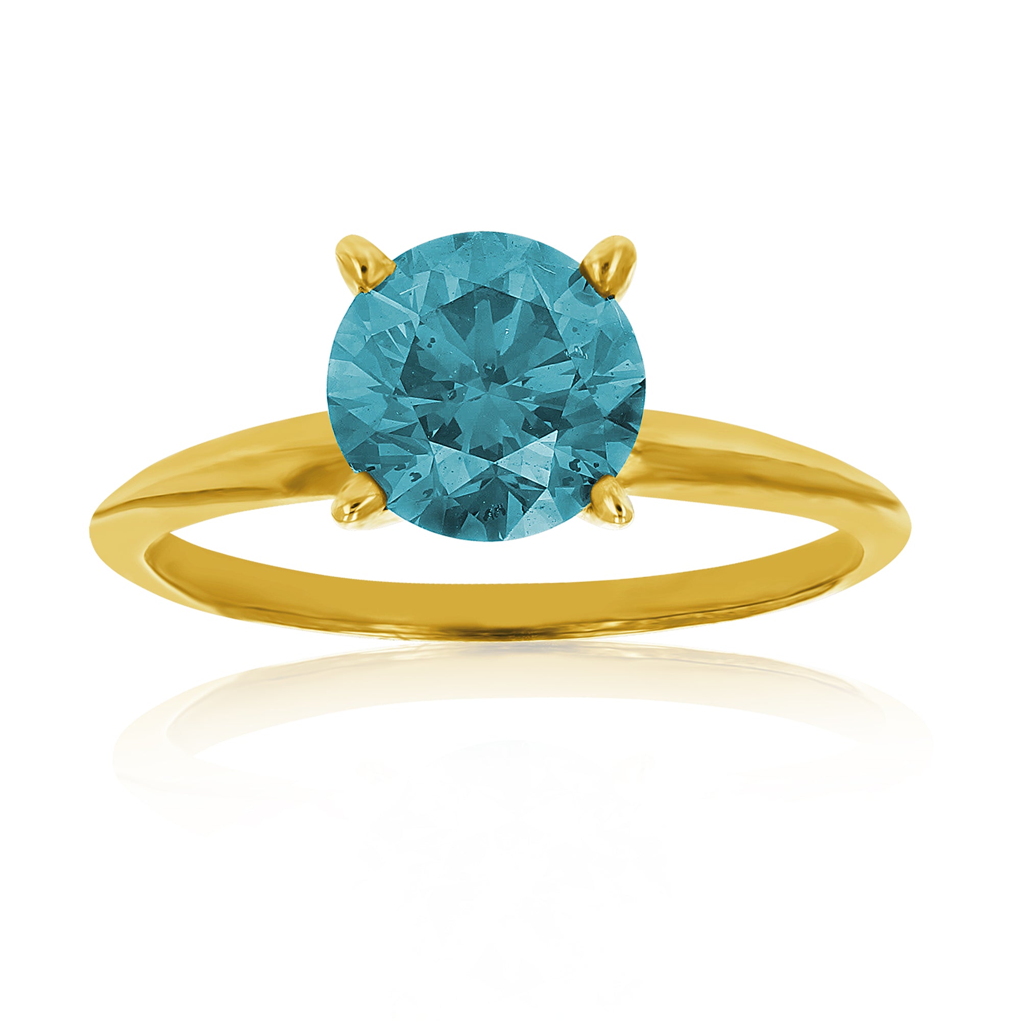 1.50 cttw Blue Diamond Solitaire Ring 14K Gold Size 7