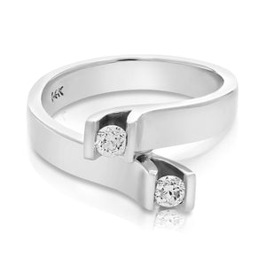 0.27 cttw 2 Stone Diamond Fashion Ring 14K White Gold Bridal Engagement Size 7