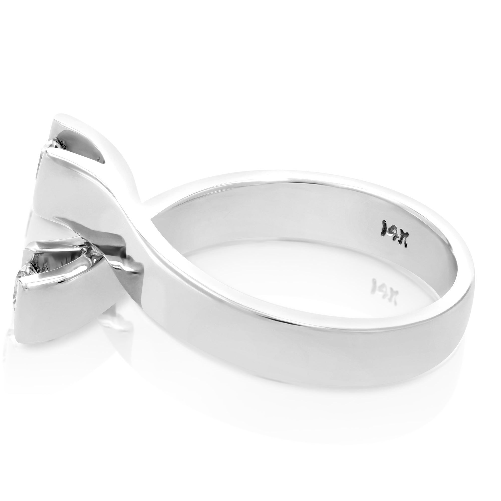 0.27 cttw 2 Stone Diamond Fashion Ring 14K White Gold Bridal Engagement Size 7