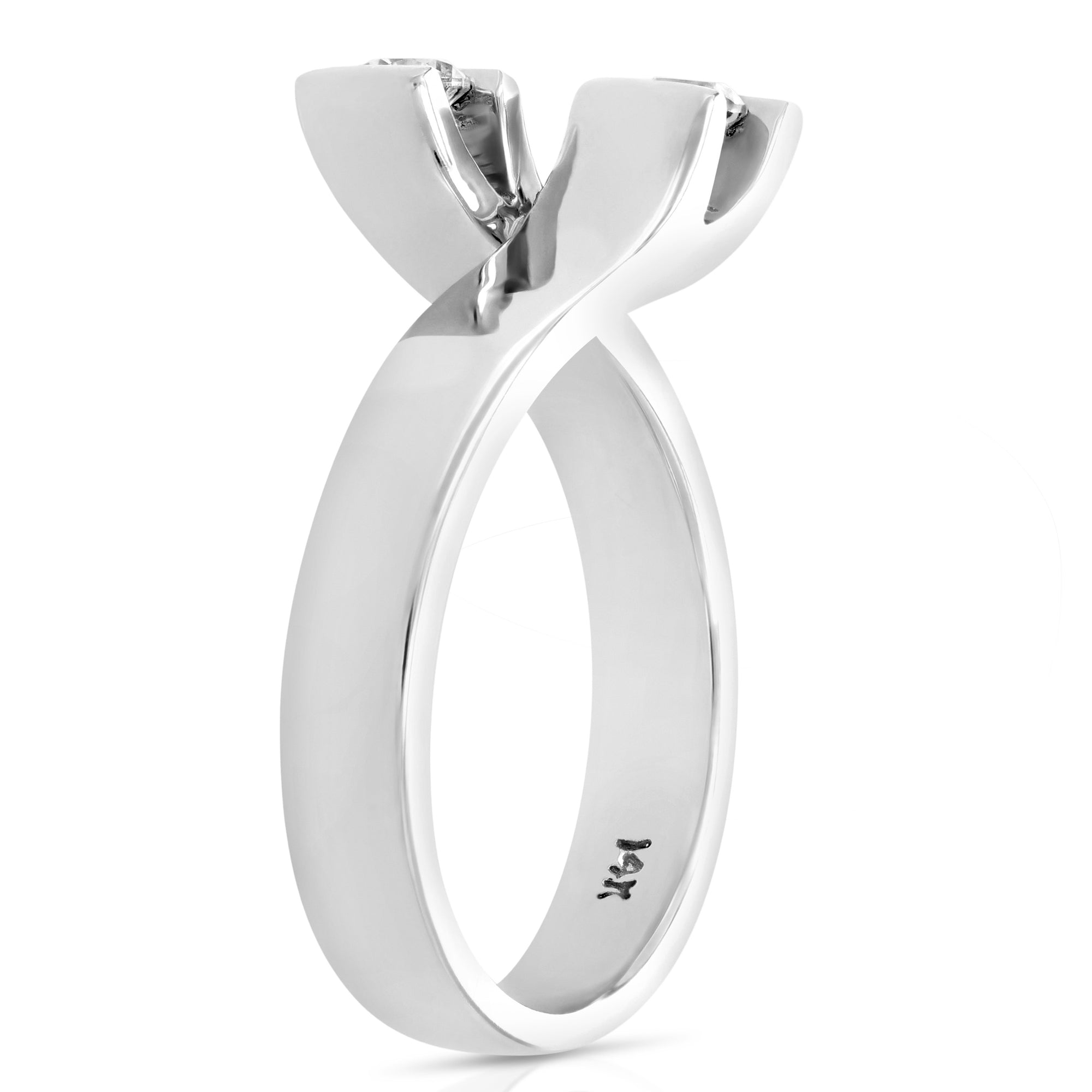 0.27 cttw 2 Stone Diamond Fashion Ring 14K White Gold Bridal Engagement Size 7