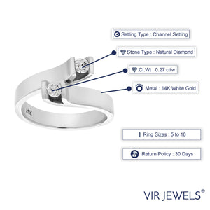 0.27 cttw 2 Stone Diamond Fashion Ring 14K White Gold Bridal Engagement Size 7