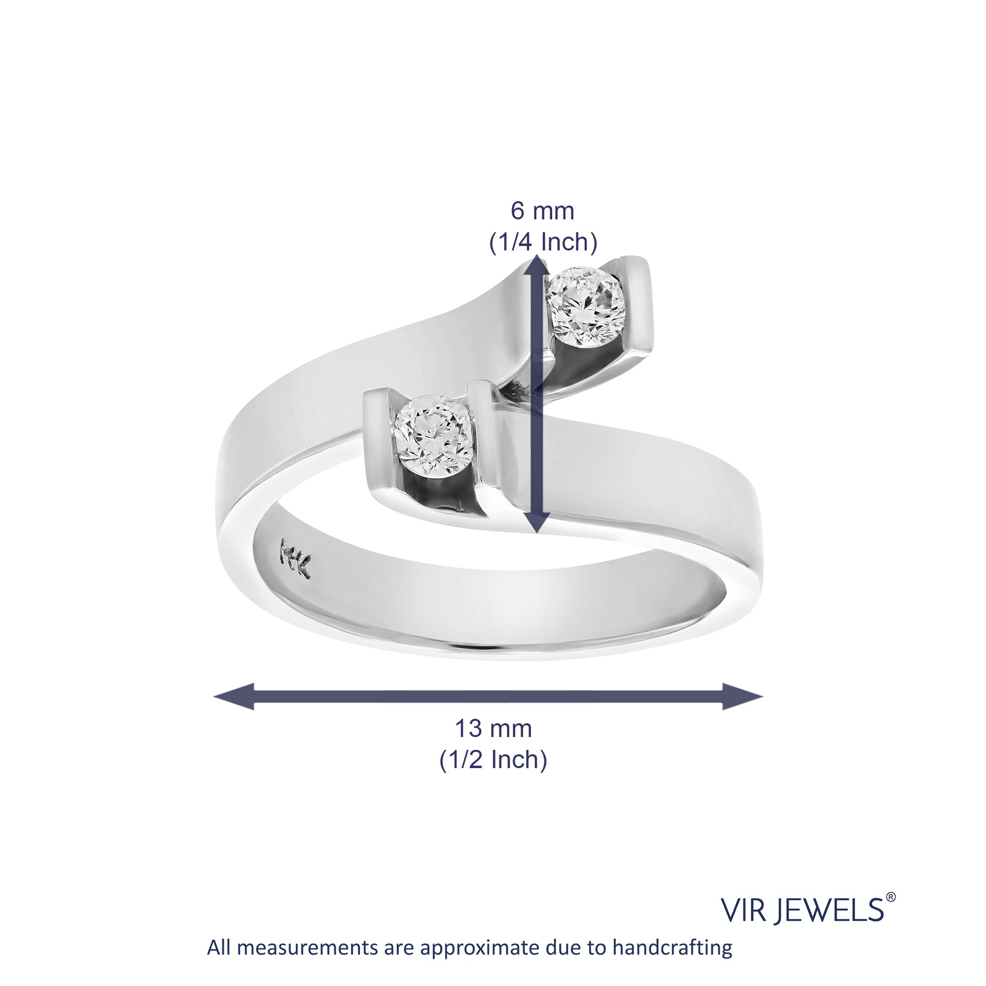 0.27 cttw 2 Stone Diamond Fashion Ring 14K White Gold Bridal Engagement Size 7