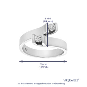 0.27 cttw 2 Stone Diamond Fashion Ring 14K White Gold Bridal Engagement Size 7