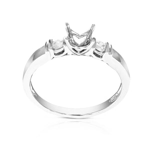 1/4 cttw Semi Mount Diamond Wedding Bridal Set 14K White Gold Round Size 7