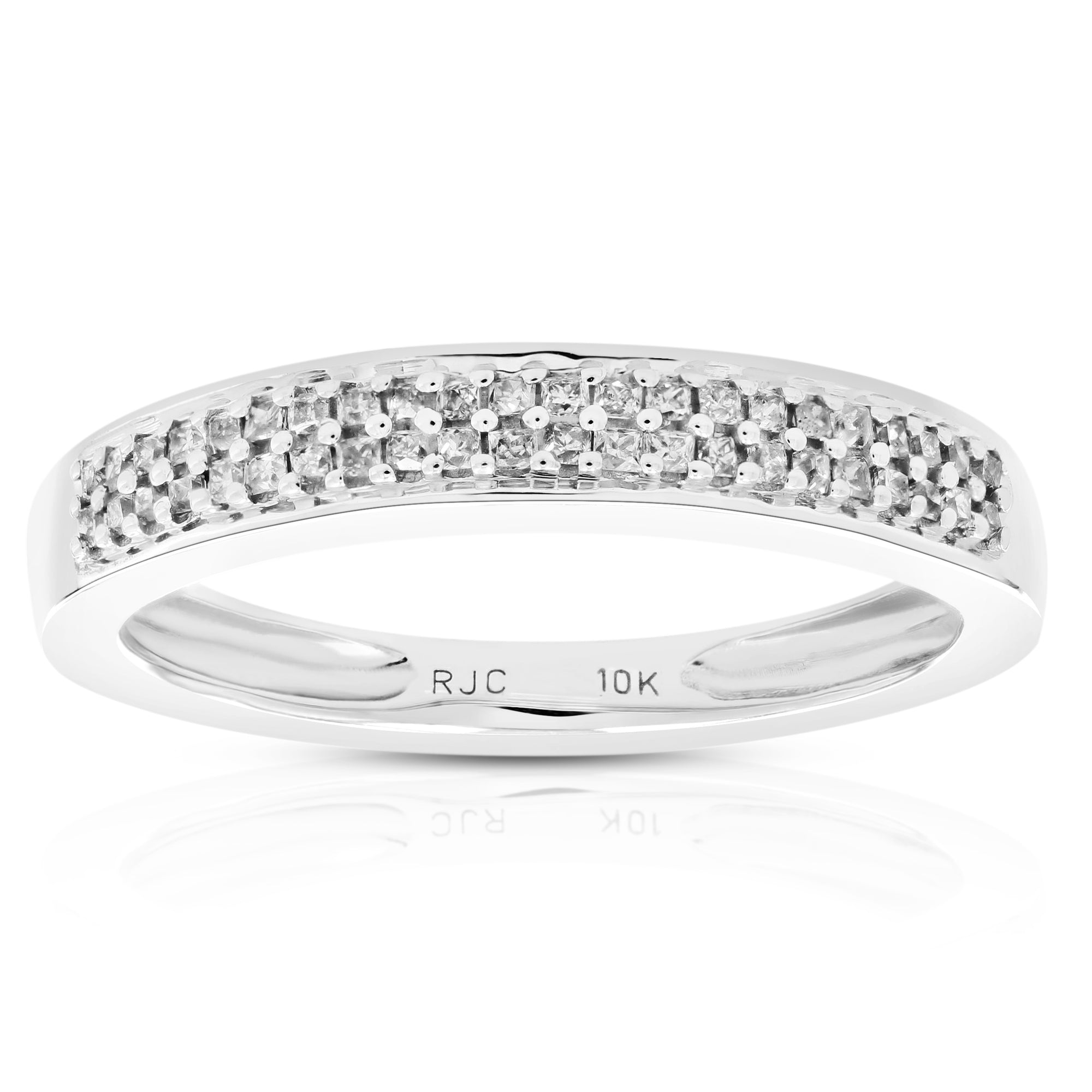 1/4 cttw Two Row Princess Cut Diamond Wedding Band 10K White Gold Size 7