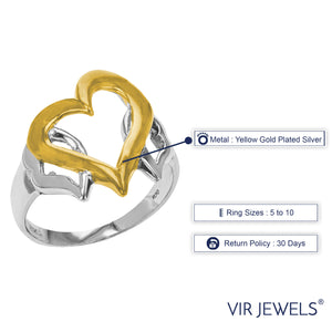 Three Hearts Fashion Ring in Yellow Gold Plated over .925 Sterling Silver