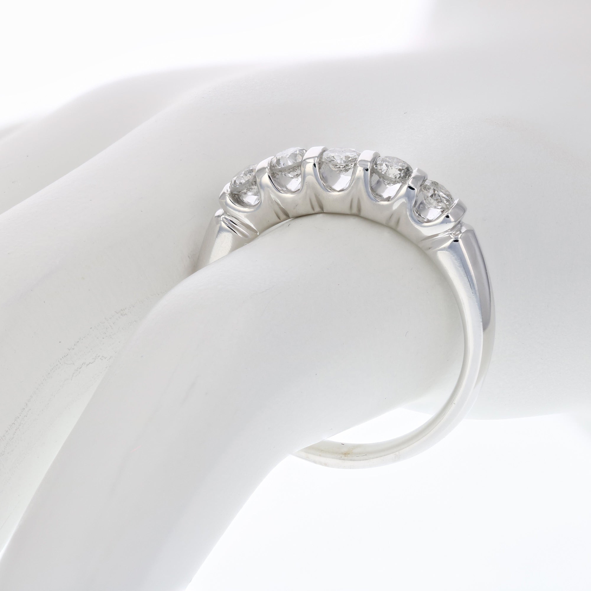 1 cttw Diamond 5 Stone Ring 14K White Gold Size 7