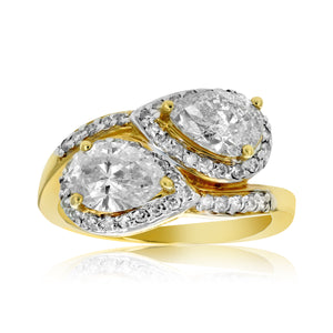 2.25 cttw I1 Pear Shape Diamond Engagement Ring 14K Yellow Gold Prong Set