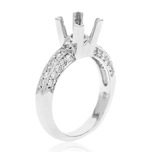 1.20 cttw Semi Mount Diamond Wedding Bridal Set 14K White Gold Round Size 7