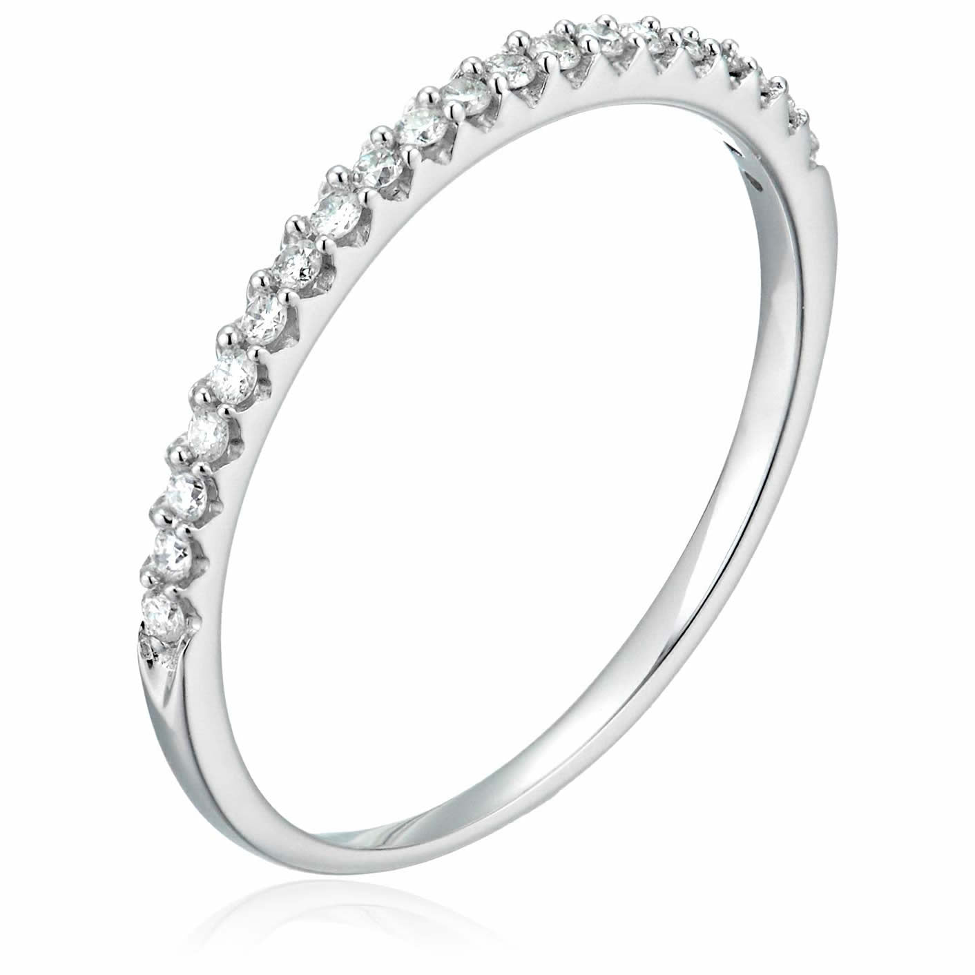 1/6 ctw Micropave Diamond Wedding Band in 14K White Gold Size 7