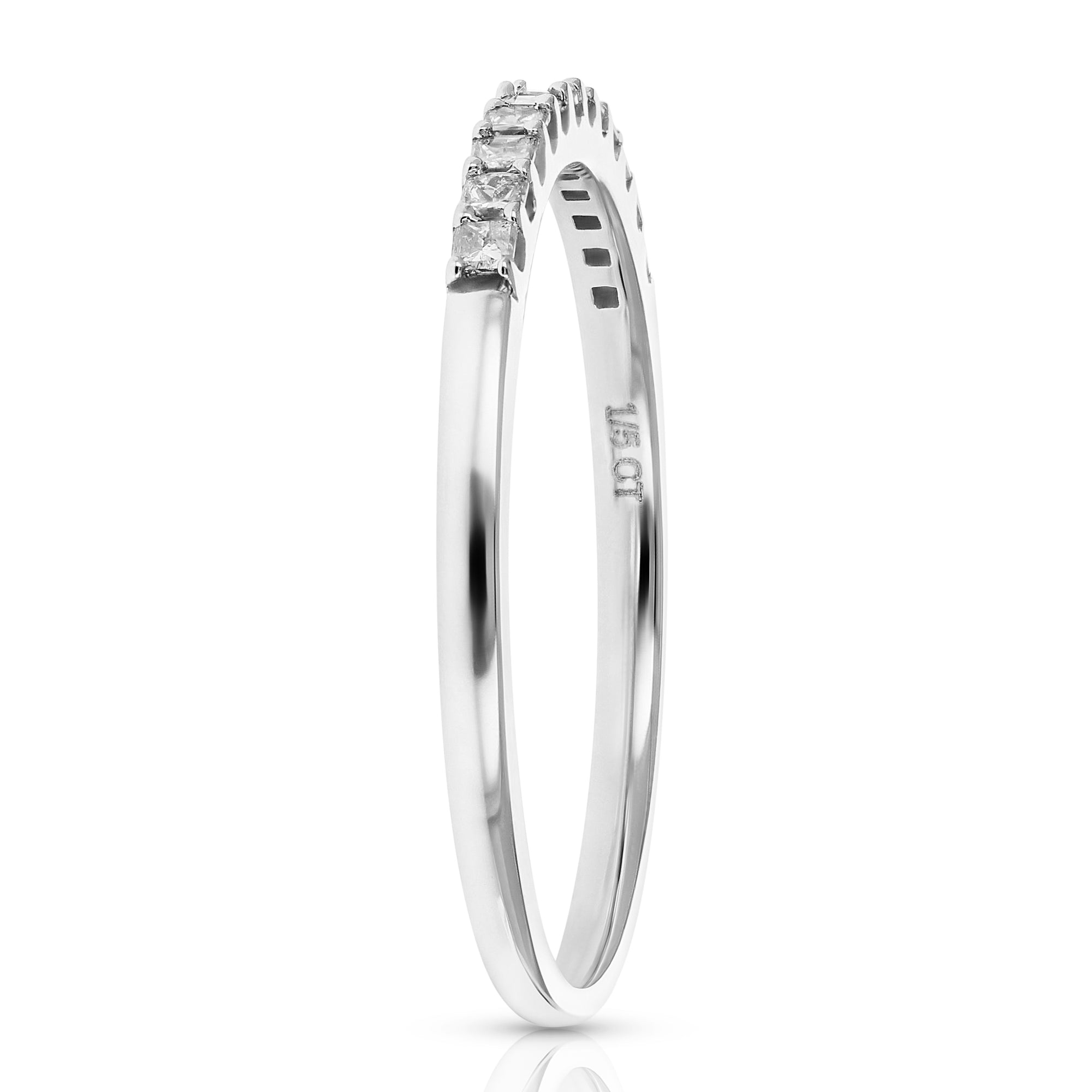 1/5 cttw Princess Cut Diamond Wedding Band 14K White Gold 12 Stones Prong Set