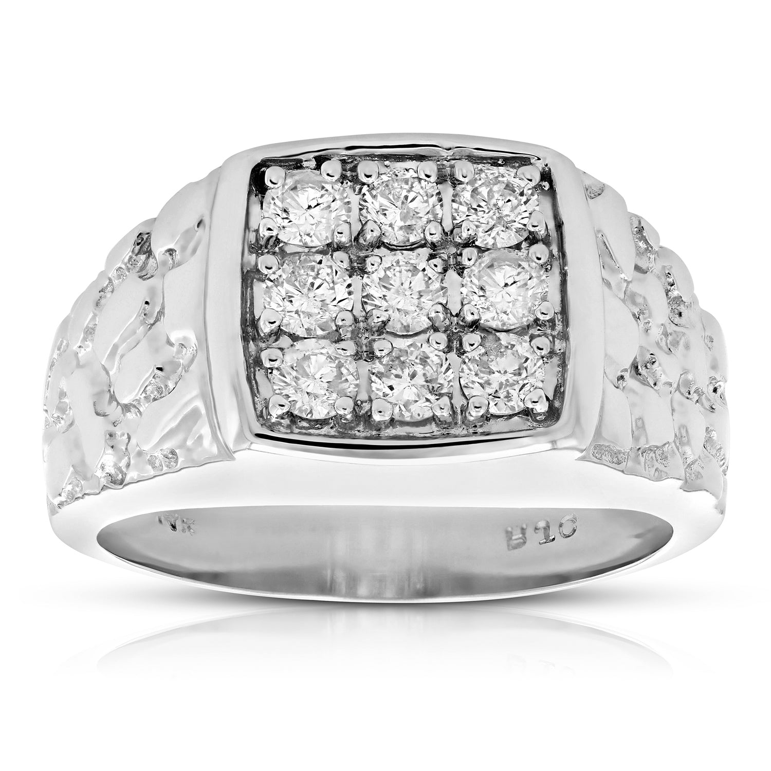 1 cttw Men's Diamond Ring 14K White Gold Wedding Engagement Bridal Style Size 10