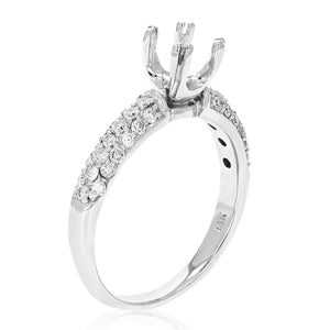 1/2 cttw Semi Mount Diamond Engagement Ring 14K White Gold Round Bridal Size 7