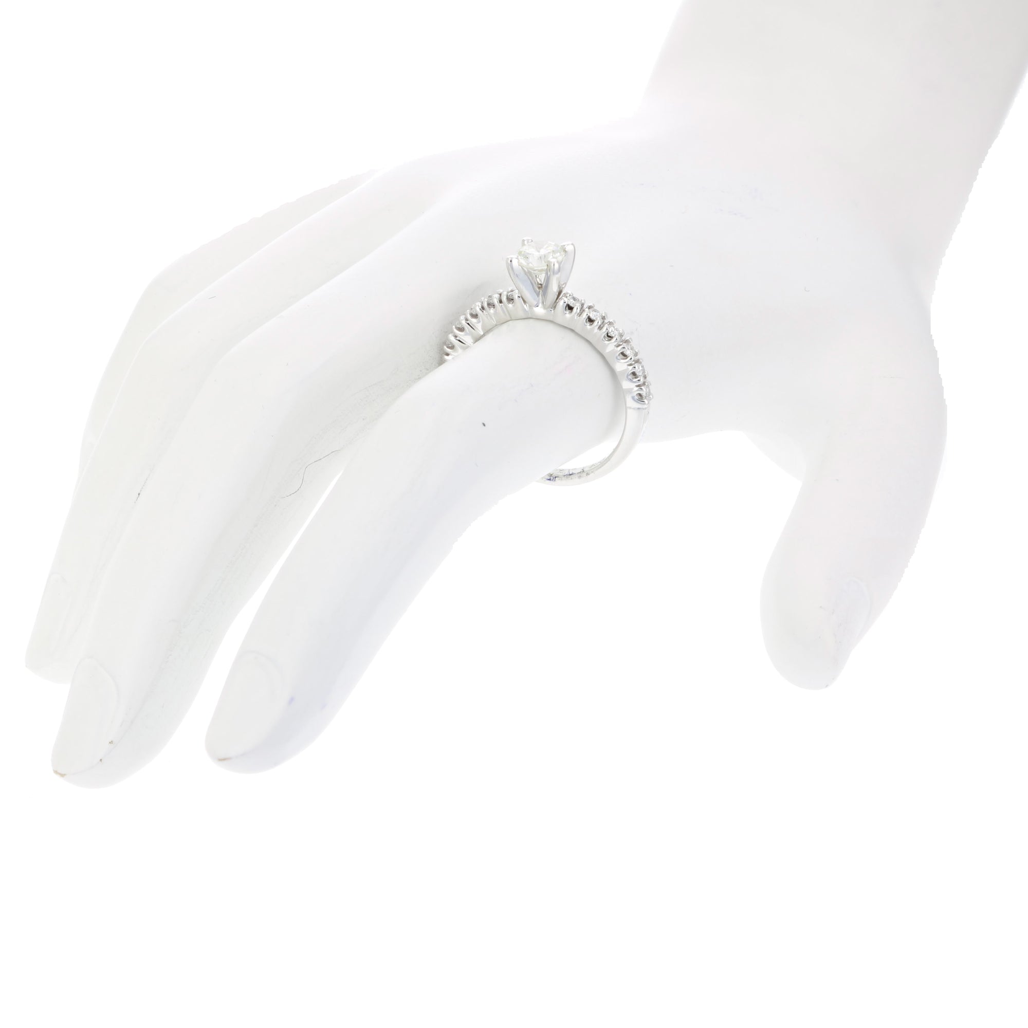 0.60 cttw Diamond Engagement Ring 14K White Gold Solitaire with Accent Design