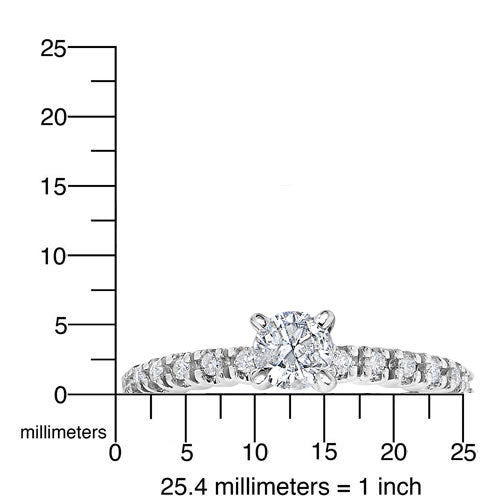 0.60 cttw Diamond Engagement Ring 14K White Gold Solitaire with Accent Design