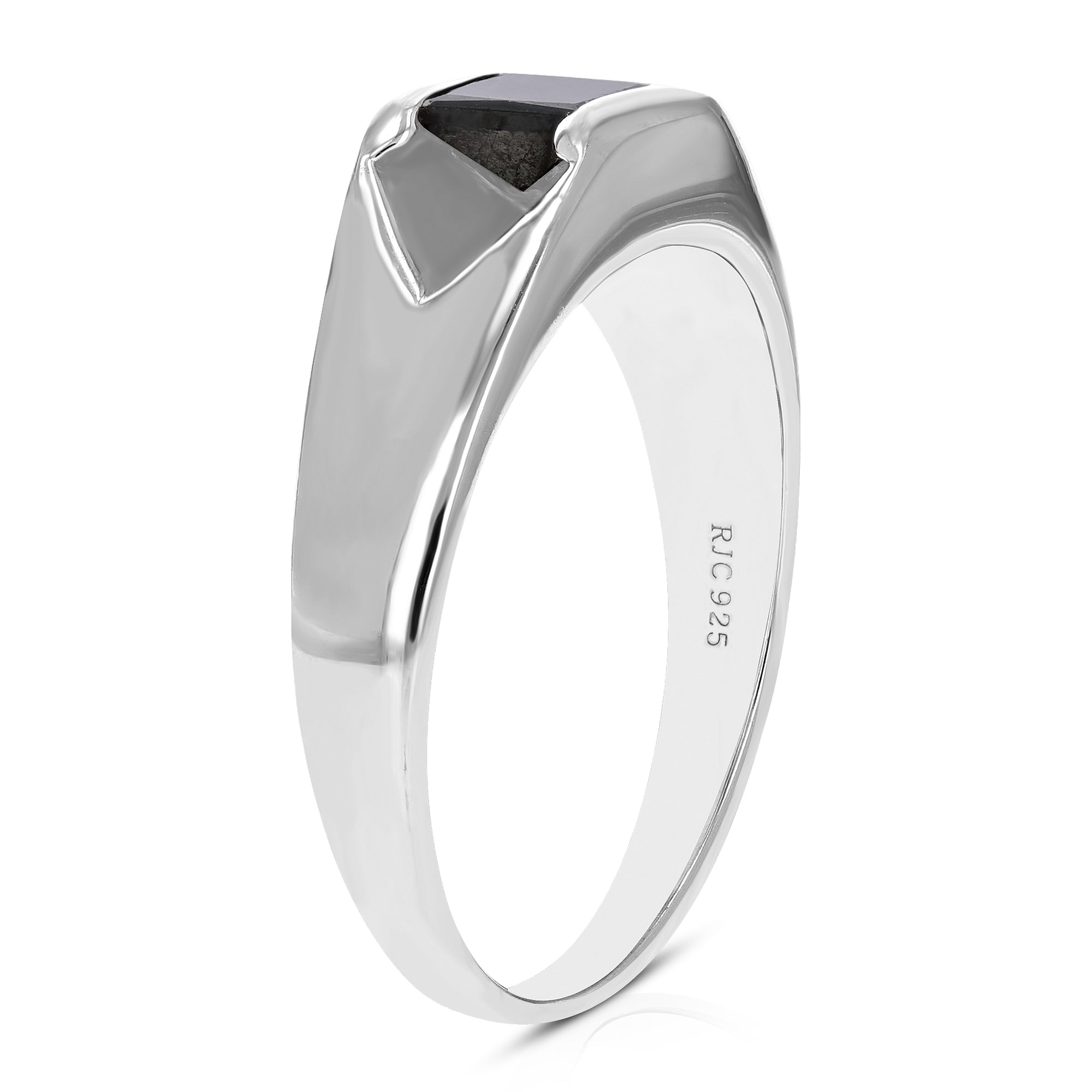 2/5 cttw Princess Cut Men's Black Diamond Engagement Ring