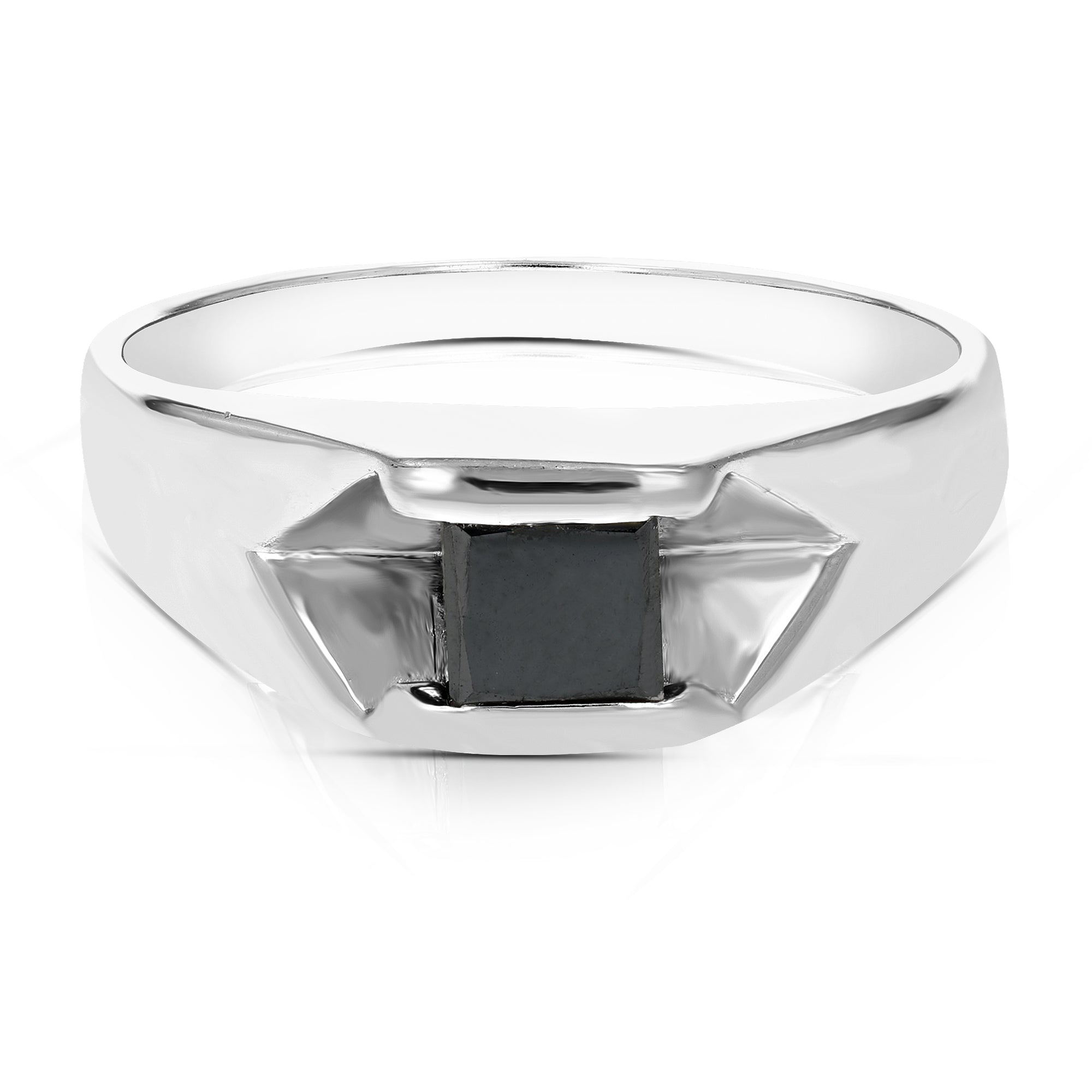 2/5 cttw Princess Cut Men's Black Diamond Engagement Ring