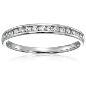 1/5 cttw Diamond Wedding Band for Women, Classic Diamond Wedding Band in 10K White Gold Channel Set, Size 4.5-10