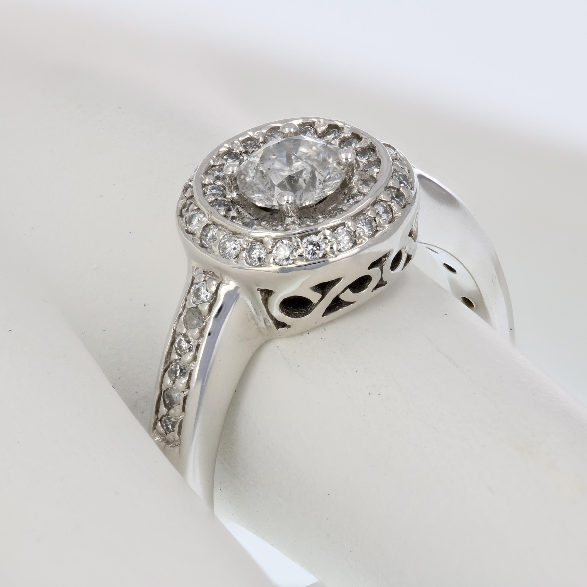 3/4 cttw Diamond Engagement Ring 14K White Gold Round Bridal Wedding Size 7