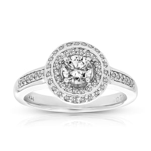 3/4 cttw Diamond Engagement Ring 14K White Gold Round Bridal Wedding Size 7