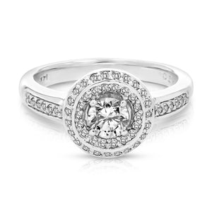 3/4 cttw Diamond Engagement Ring 14K White Gold Round Bridal Wedding Size 7