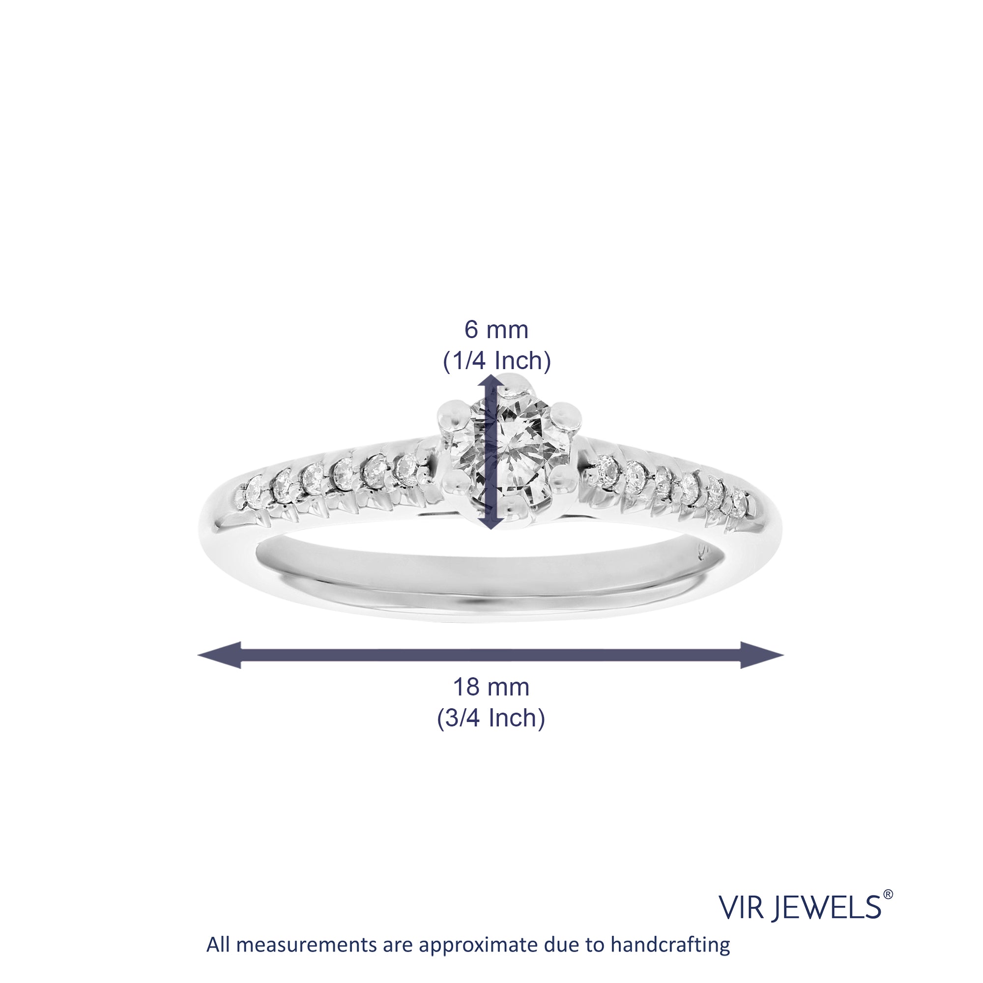 0.60 cttw Diamond Engagement Ring 10K White Gold Bridal Wedding Size 7