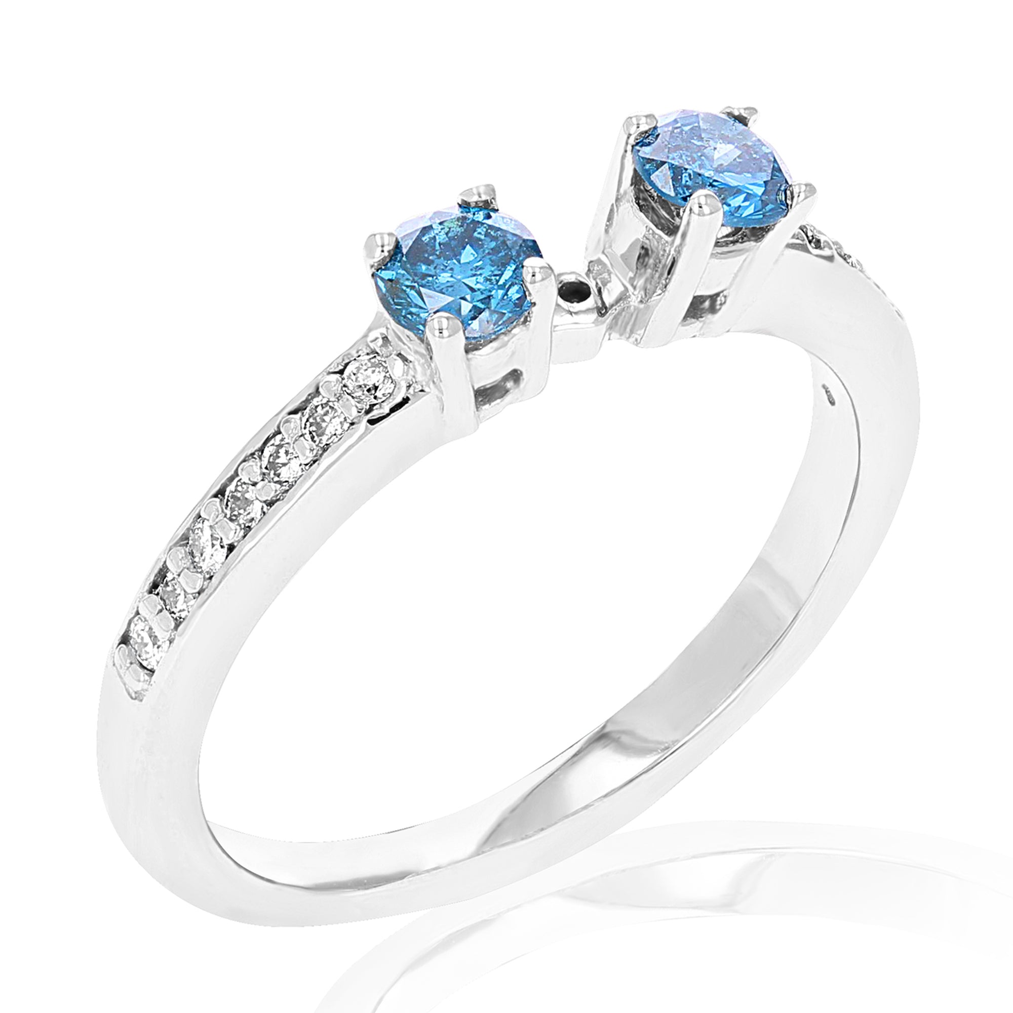 1/3 cttw Semi Mount Blue and White Diamond Engagement Ring 14K White Gold Size 6