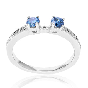 1/3 cttw Semi Mount Blue and White Diamond Engagement Ring 14K White Gold Size 6