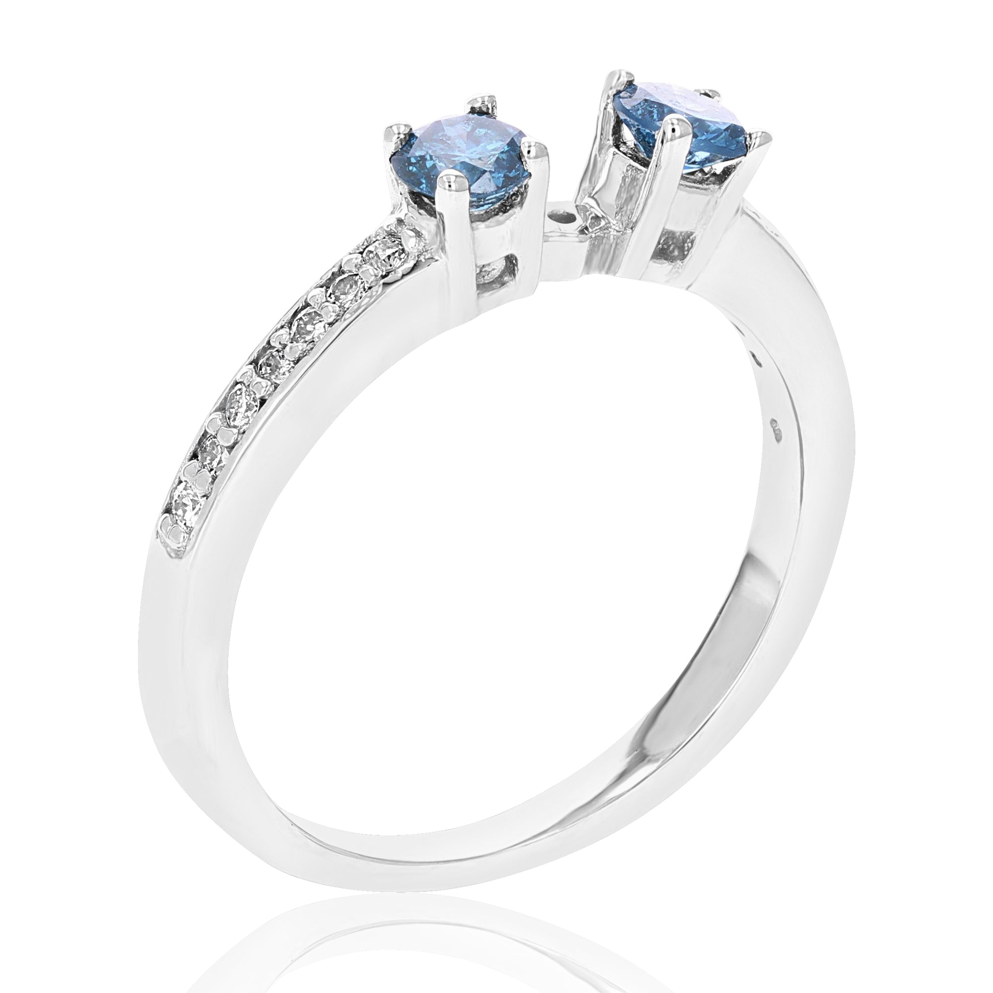1/3 cttw Semi Mount Blue and White Diamond Engagement Ring 14K White Gold Size 6