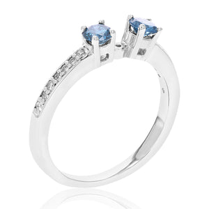 1/3 cttw Semi Mount Blue and White Diamond Engagement Ring 14K White Gold Size 6