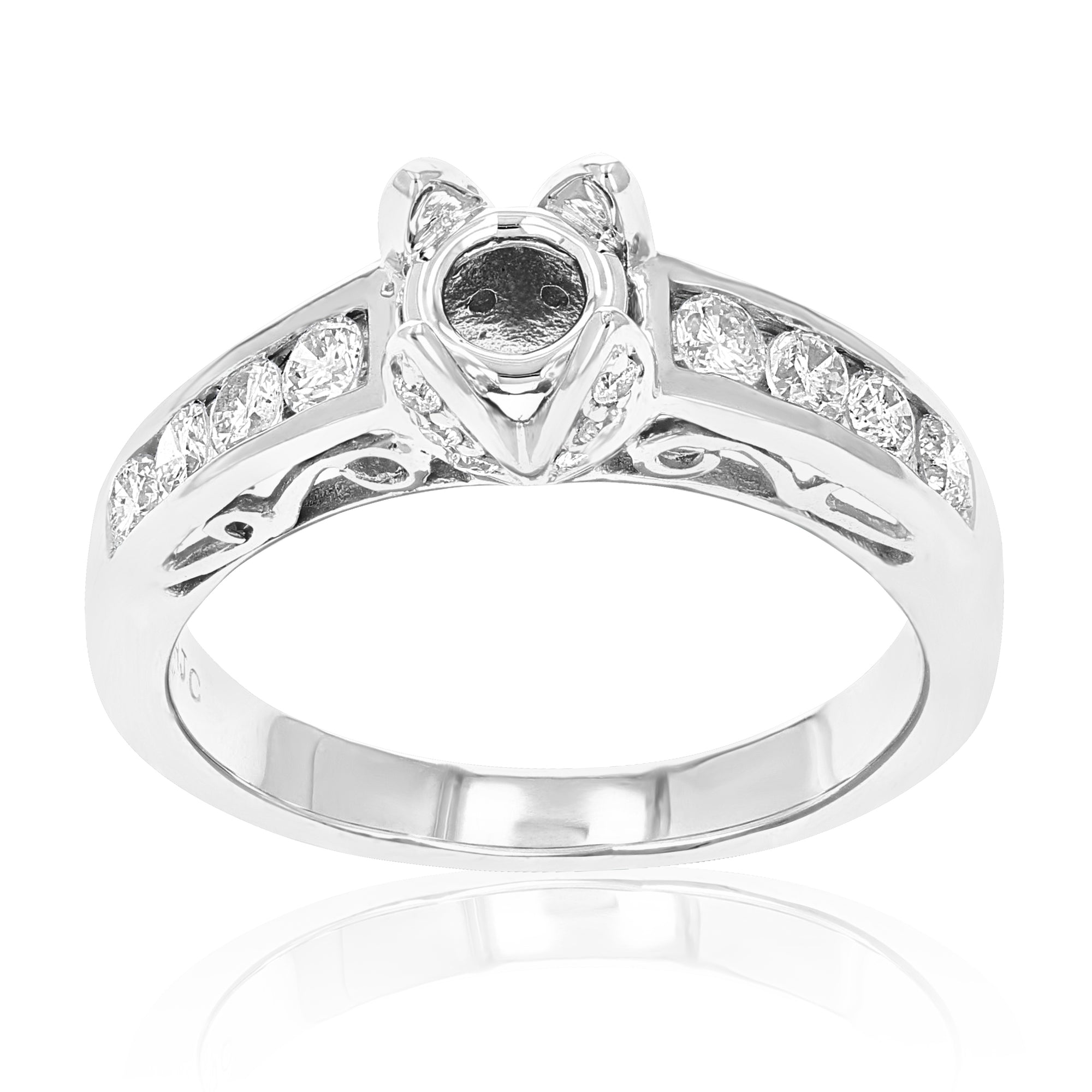 0.60 cttw Semi Mount Diamond Wedding Bridal Set 14K White Gold Round Size 7