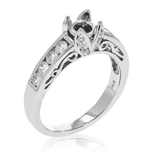 0.60 cttw Semi Mount Diamond Wedding Bridal Set 14K White Gold Round Size 7