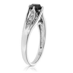 5/8 cttw Black and White Diamond 3 Stone Ring 10K White Gold Size 7