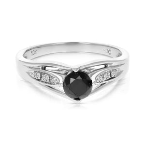 5/8 cttw Black and White Diamond 3 Stone Ring 10K White Gold Size 7
