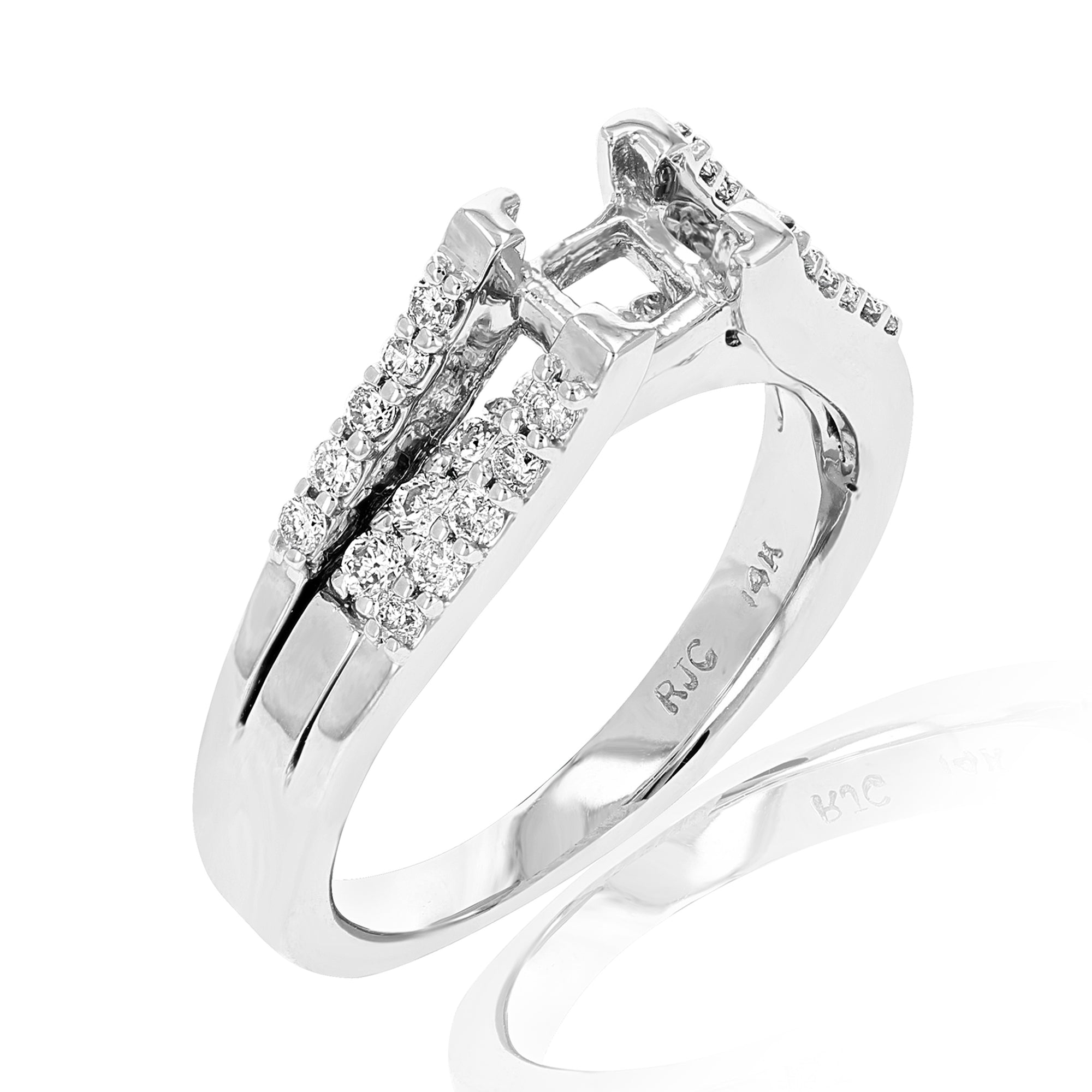 1/2 cttw Semi Mount Diamond Engagement Ring 14K White Gold Princess Size 7