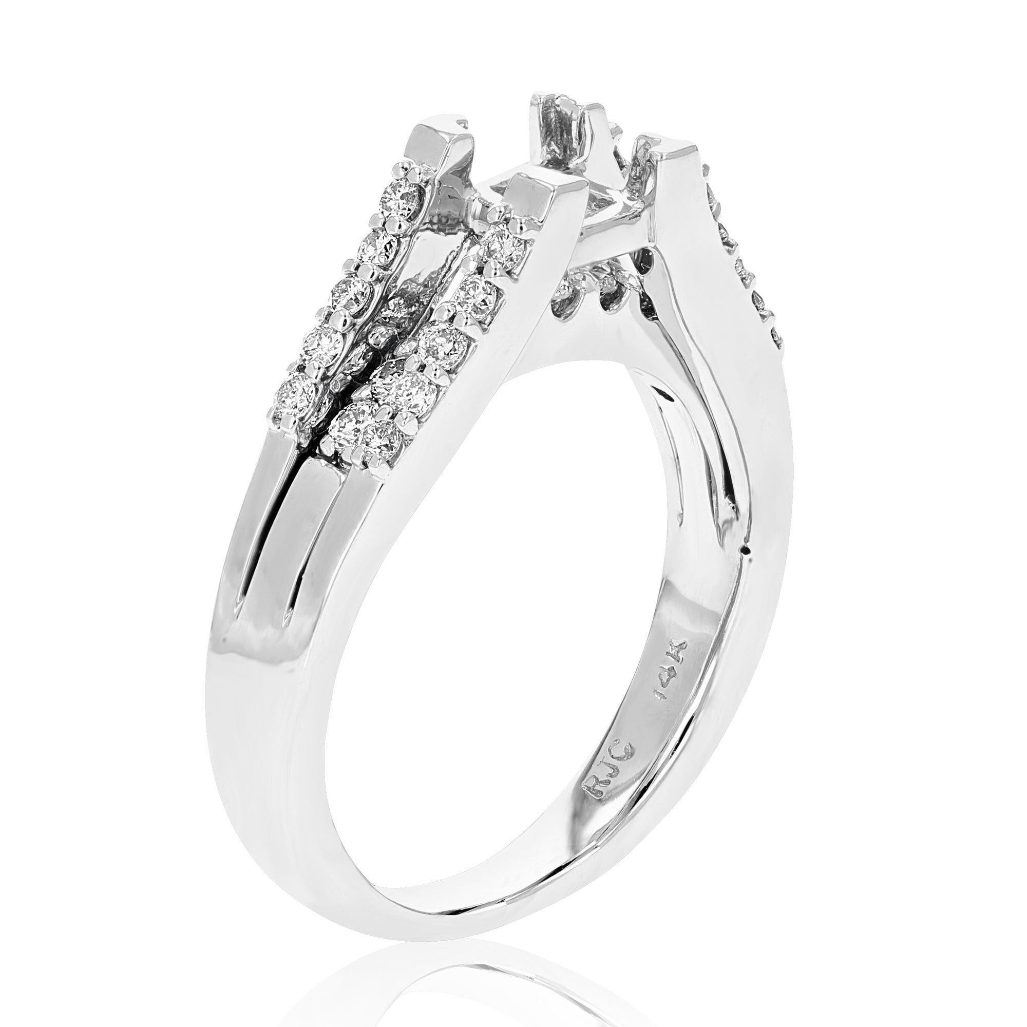 1/2 cttw Semi Mount Diamond Engagement Ring 14K White Gold Princess Size 7