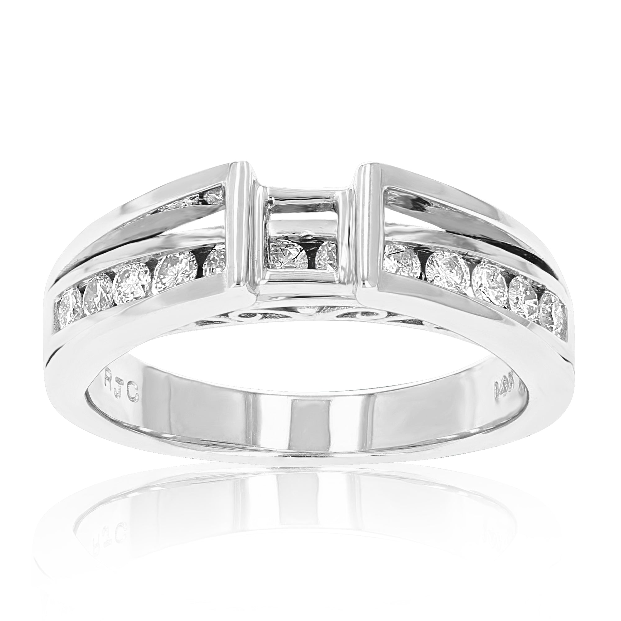 1/2 cttw Diamond Semi Mount Wedding Bridal Set 14K White Gold Princess Size 7