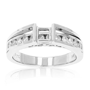 1/2 cttw Diamond Semi Mount Wedding Bridal Set 14K White Gold Princess Size 7