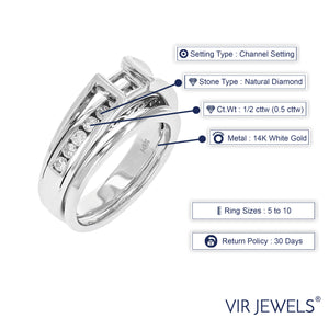 1/2 cttw Diamond Semi Mount Wedding Bridal Set 14K White Gold Princess Size 7