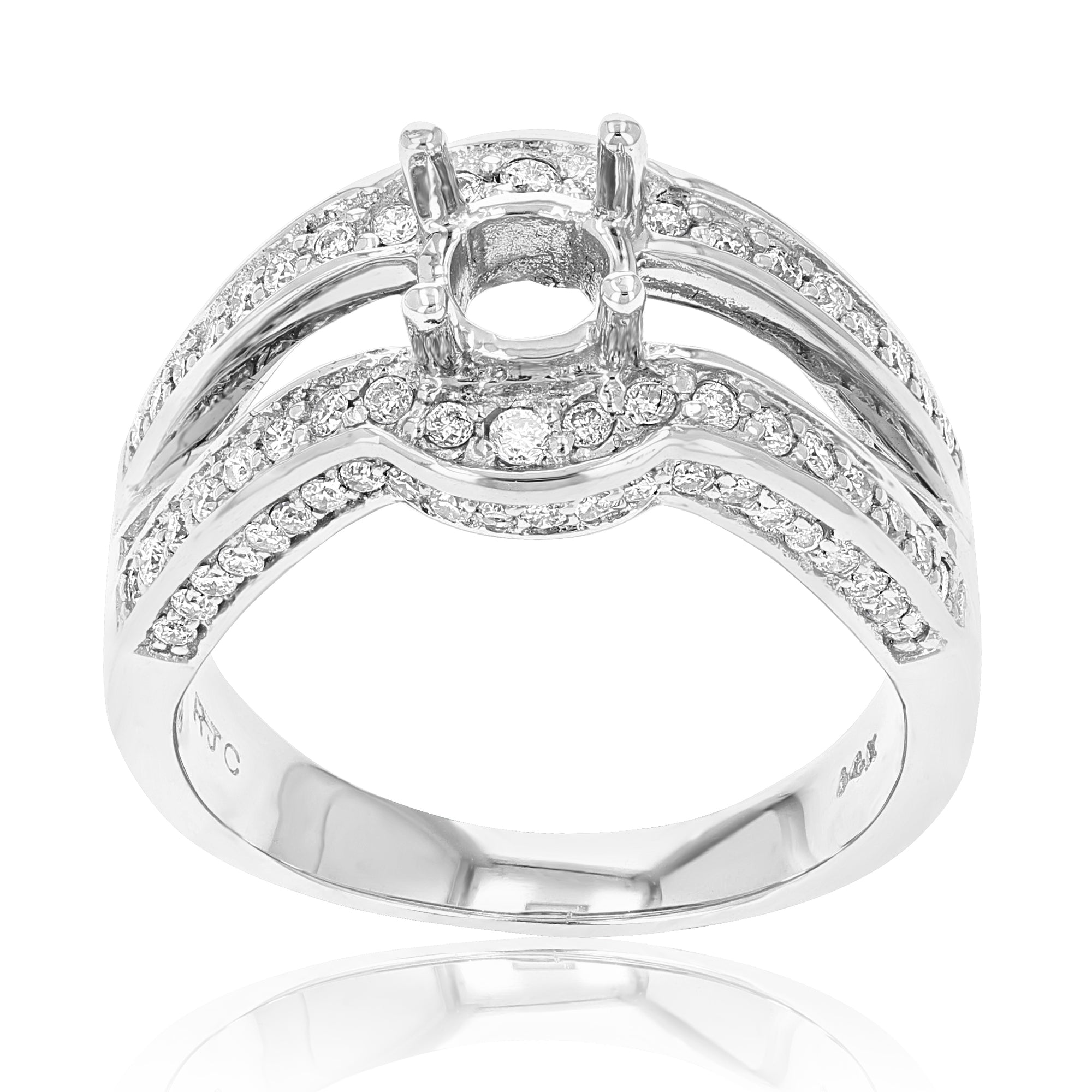1.10 cttw Semi Mount Diamond Engagement Ring 14K White Gold Round Bridal Size 7
