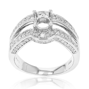 1.10 cttw Semi Mount Diamond Engagement Ring 14K White Gold Round Bridal Size 7