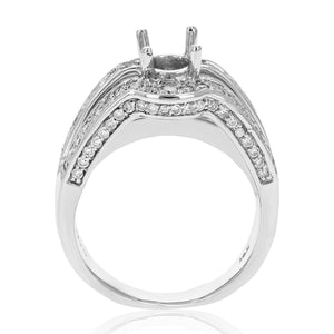 1.10 cttw Semi Mount Diamond Engagement Ring 14K White Gold Round Bridal Size 7