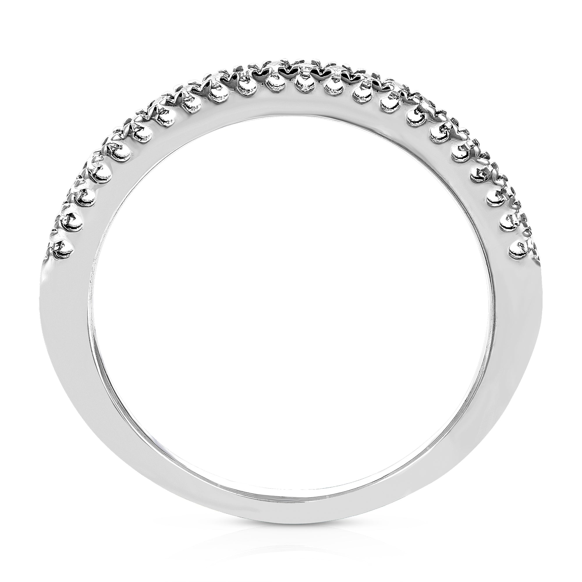 1/6 cttw Pave Round Diamond Wedding Band for Women in 10K White Gold Prong Set, Size 4.5-10