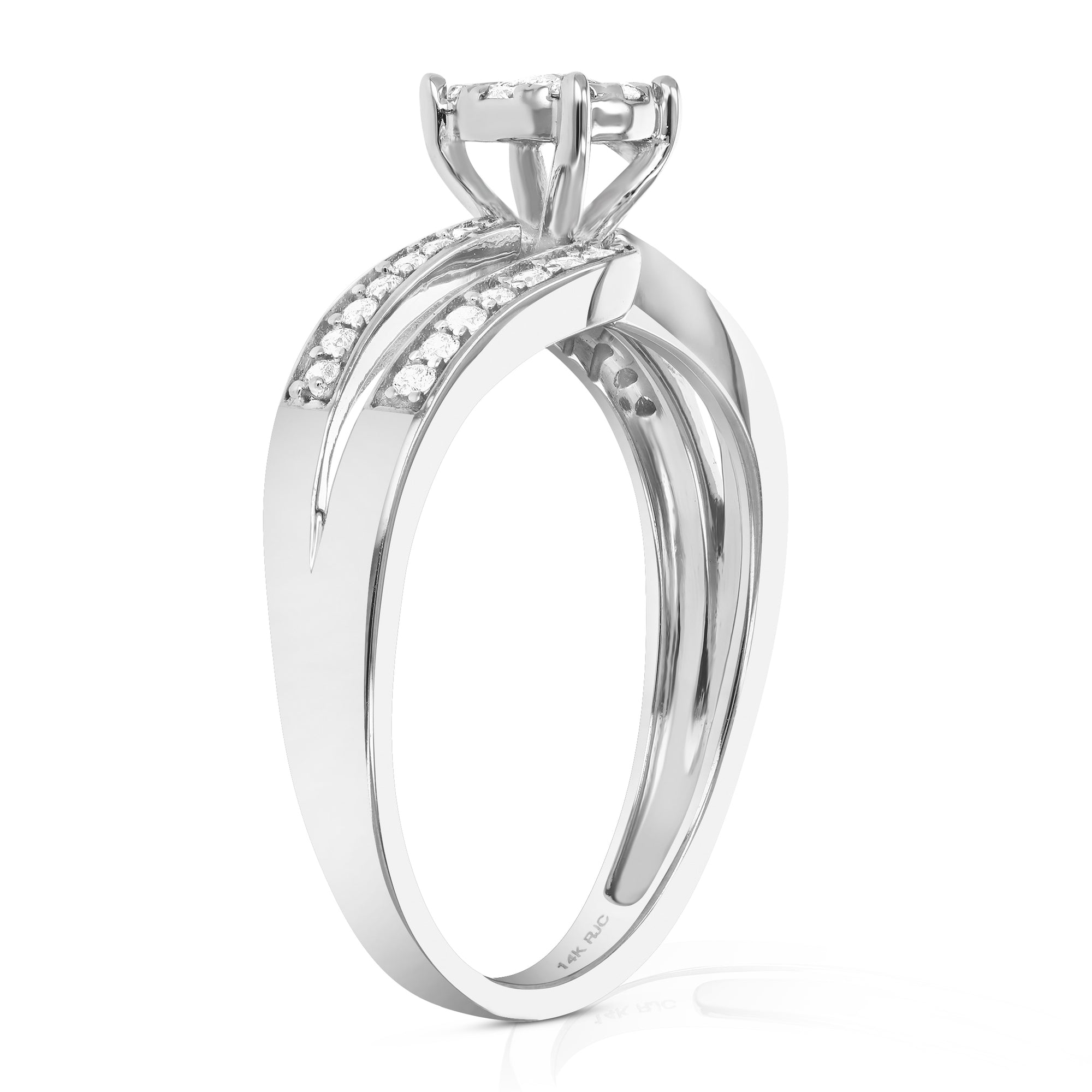1/4 cttw Diamond Cluster Set Wedding Engagement Ring 14K White Gold Bridal